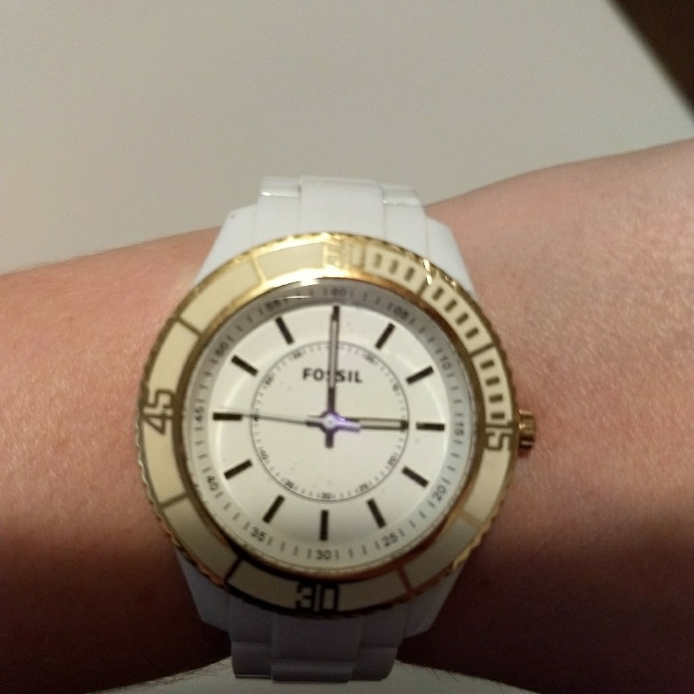 White fossil watch